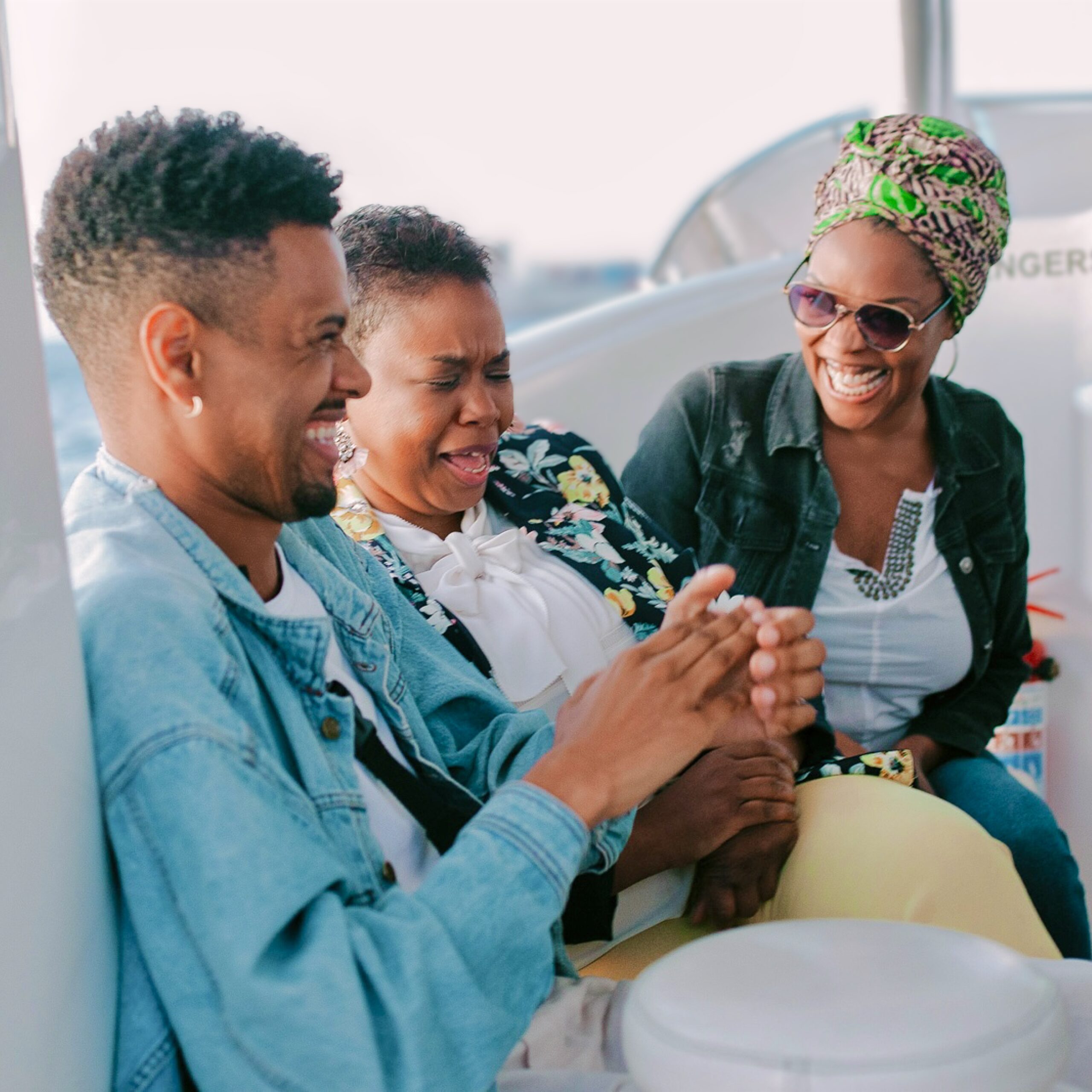 Dipaways South Africa Black Women Laughing on Boat With Dricks Everette in Cape Town